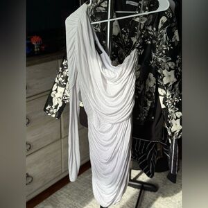 JUSTFAB White Draped Women's Dress